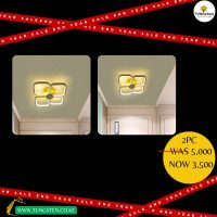 HOUZEE LED 4 Squares Gold Creative Fashion Ceiling Lights 30W (Cold White Light)
