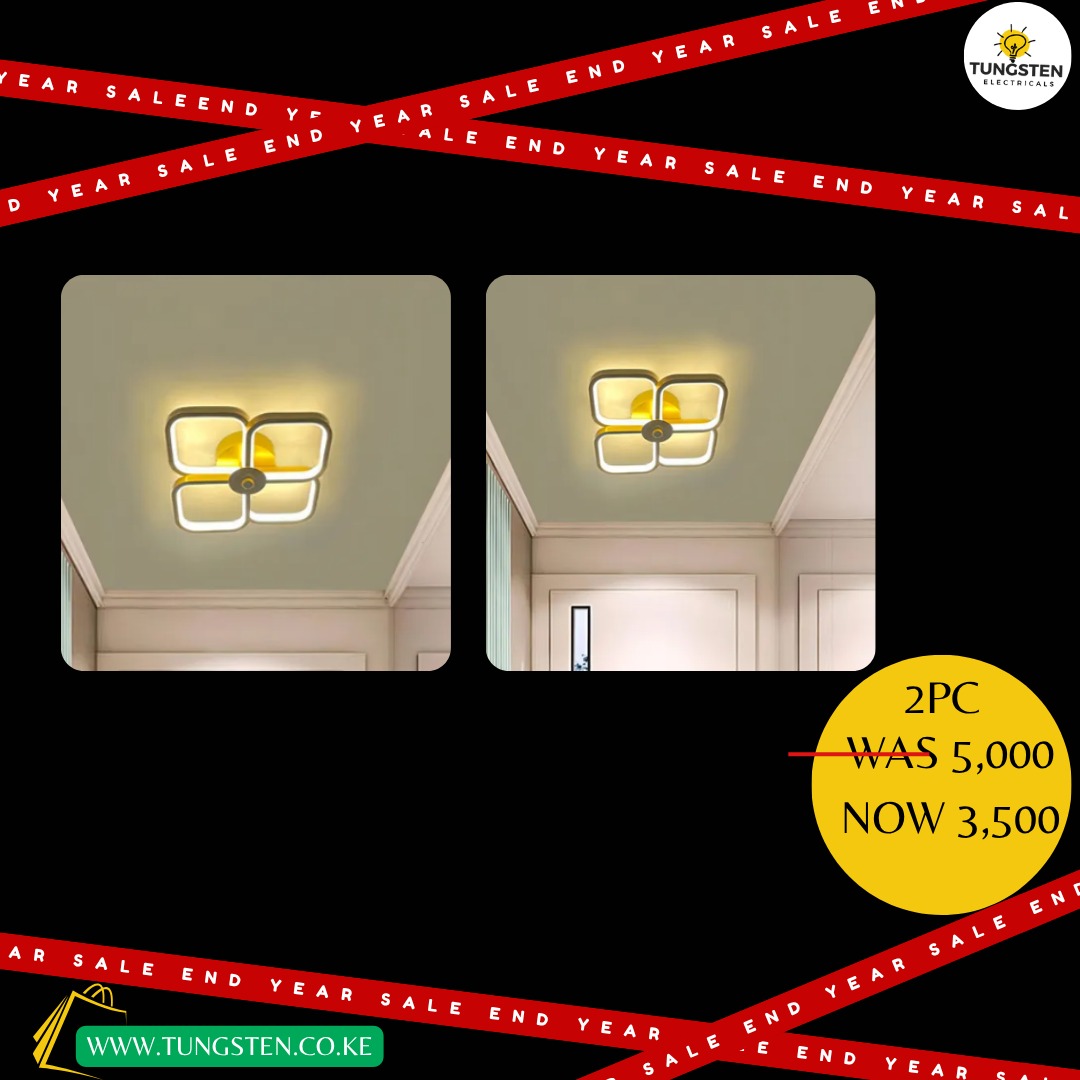 HOUZEE LED 4 Squares Gold Creative Fashion Ceiling Lights 30W (Cold White Light)