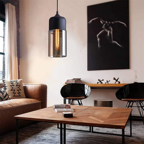 Amber Cylinder Industrial Pendant Light - Image 2