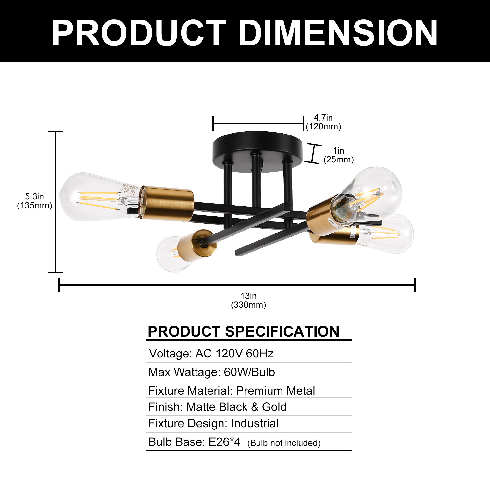 TALCUS Pendant Simple 4 bulb Chandelier light - Image 5