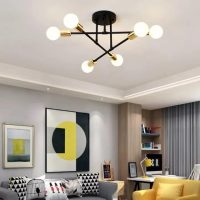 High-end, industrial black Chandelier with Straight Arms - 6 bulbs