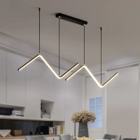 Minimalist Linear 3 Led Colors Options Slim Modern Led Chandelier Pendant Light