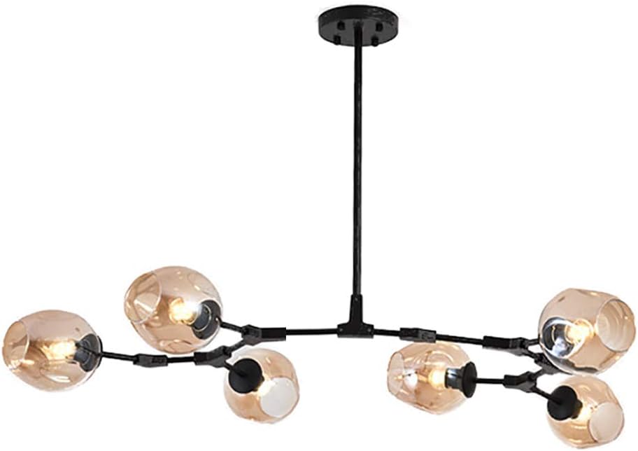 Vintage Industrial Sputnik Chandelier E27,6-Lights Glass Ball Retro Chandelier |Antique Rustic Branches Pendant Light - Image 6