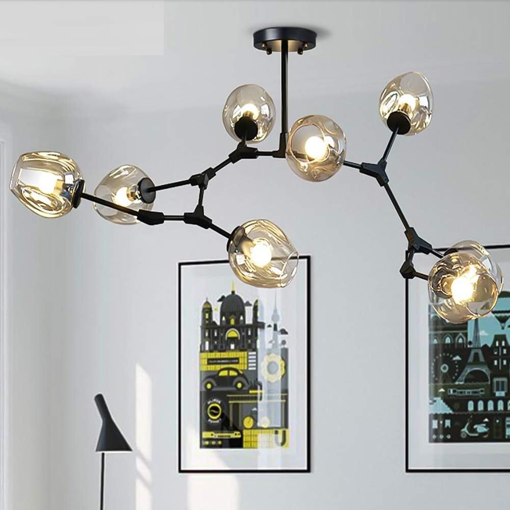 Vintage Industrial Sputnik Chandelier E27,6-Lights Glass Ball Retro Chandelier |Antique Rustic Branches Pendant Light - Image 4