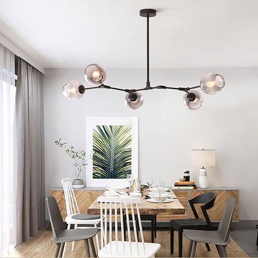 Vintage Industrial Sputnik Chandelier E27,6-Lights Glass Ball Retro Chandelier |Antique Rustic Branches Pendant Light - Image 7