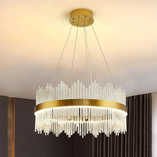Modern crystal chandelier Round crystal gold LED Hanging ceiling Light - Image 2