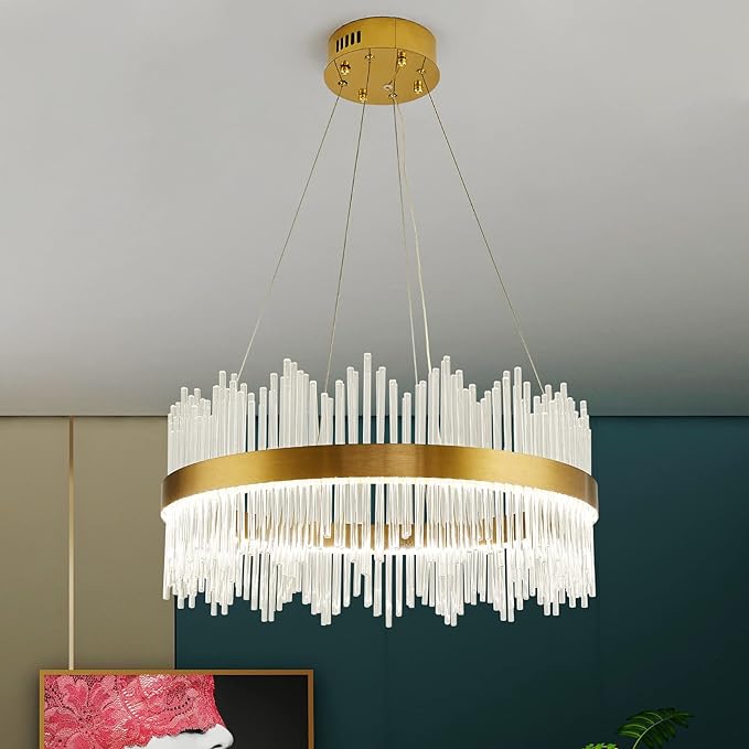 Modern crystal chandelier Round crystal gold LED Hanging ceiling Light