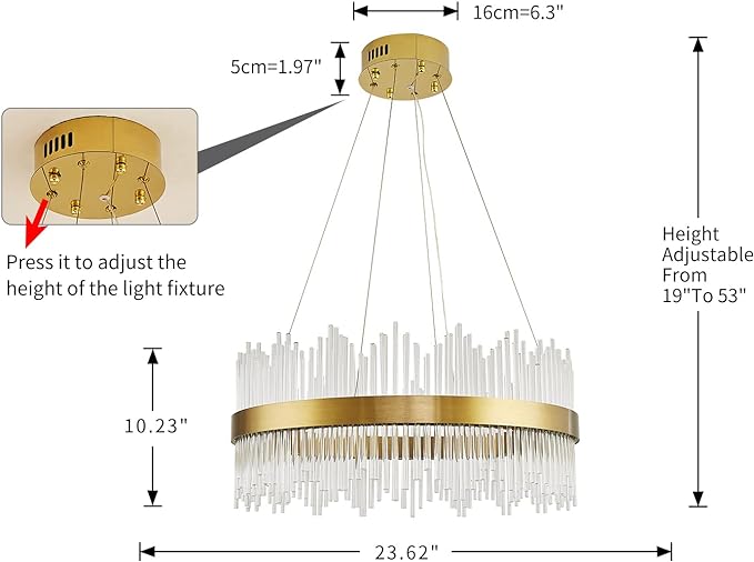 Modern crystal chandelier Round crystal gold LED Hanging ceiling Light - Image 5