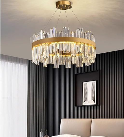 LED Crystal Living Room Chandelier Lighting Golden Polished Steel Design Chandelier - Image 2