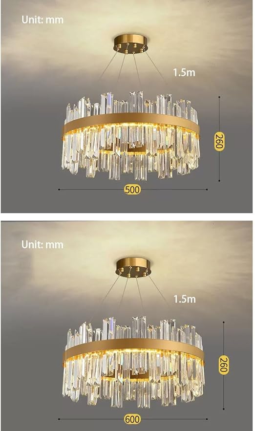 LED Crystal Living Room Chandelier Lighting Golden Polished Steel Design Chandelier - Image 4