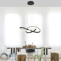 LED 2 Ring Round Black Chandelier