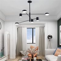 Suspension Light Fixture Acrylic Lampshade Adjustable Pendant Light Modern Metal Chandelier Lighting