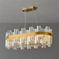 Modern Crystal Chandelier, Luxury Gold Raindrop Chandelier for Dining Room, Adjustable Crystal Ceiling Pendant Light for Living Room Bedroom Entryway,Oval 80CM (Oval 80CM)
