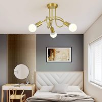 EXPORA Ceiling Lamp Lighting Curved Design Hanging Lights for  3 Heads Golden