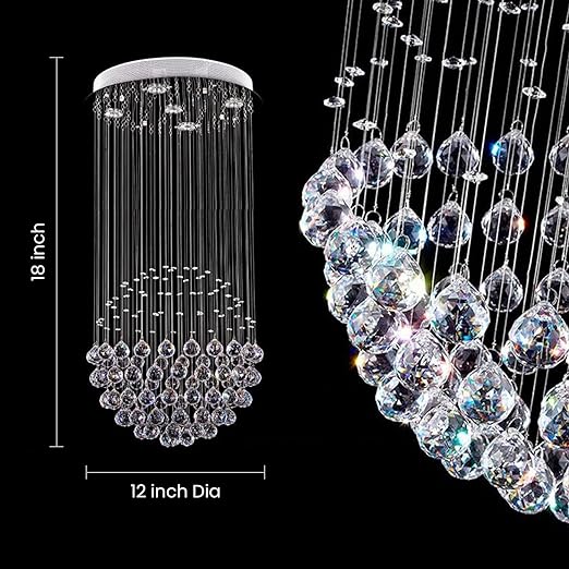Teardrop Crystal LED Chandelier | Single Ball Shape Chandelier - Image 2