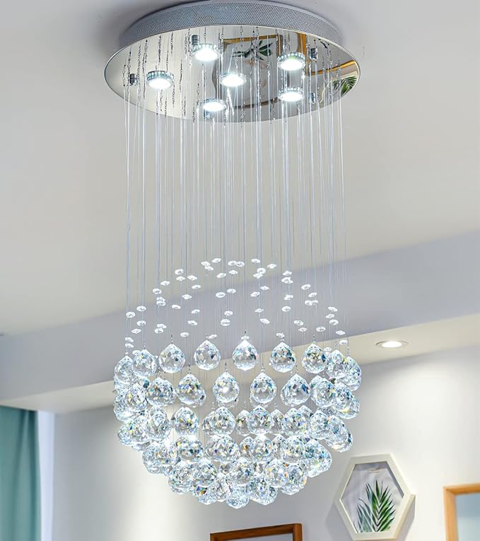Teardrop Crystal LED Chandelier | Single Ball Shape Chandelier - Image 4