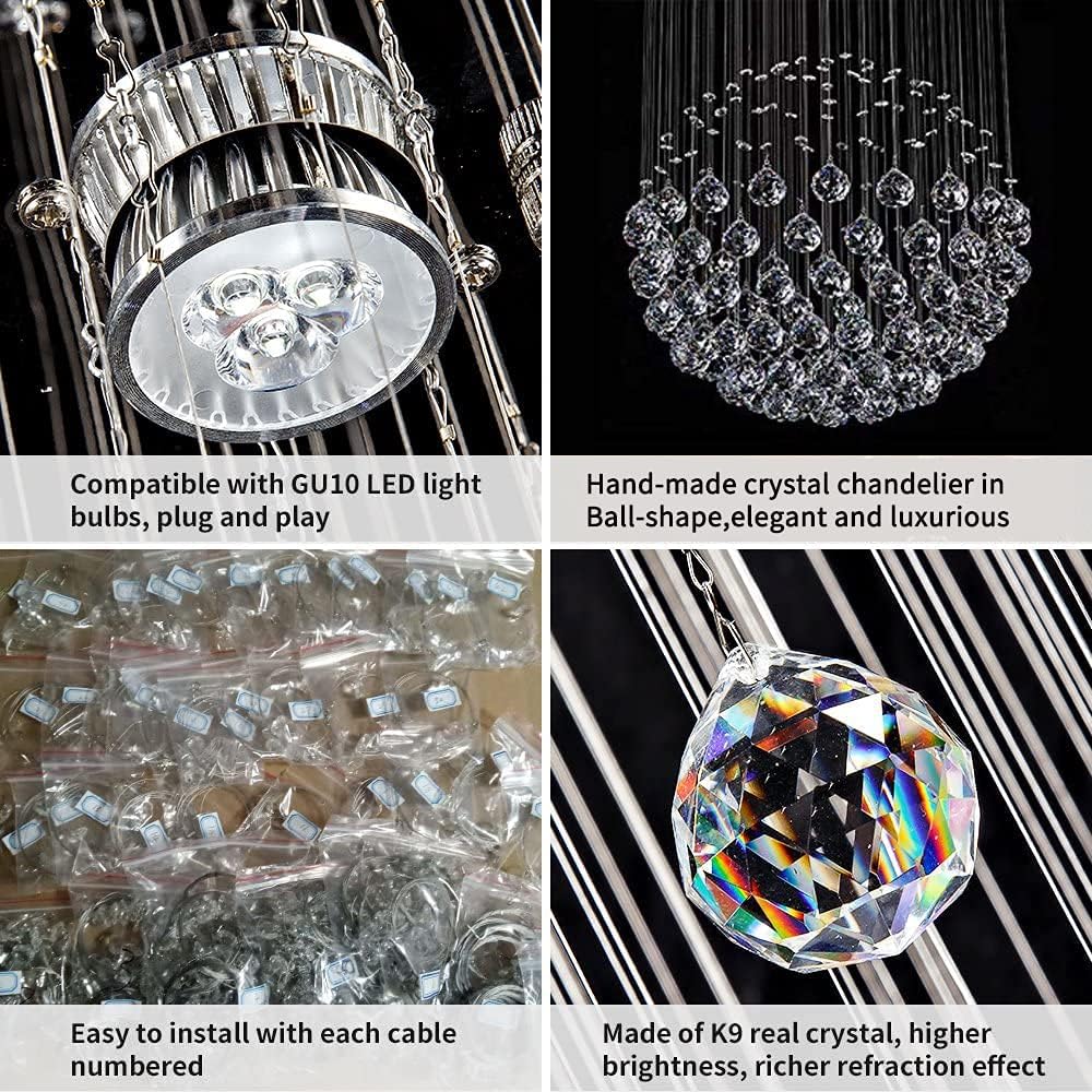 Teardrop Crystal LED Chandelier | Single Ball Shape Chandelier - Image 7