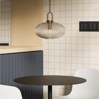 Debbte Industrial Vintage Pendant Lighting with Ribbed Glass Lamp Shade and Bronze Finish,  (Transparent, 11.8")
