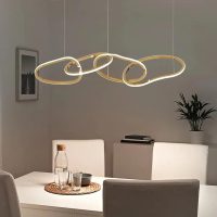 Gold CITRA 4 Ring Metal Brass Gold Modern LED Chandelier Pendant Light Hanging Lamp