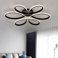 LED 85W Ceiling Light Creative Flower Shape Ceiling Lamp Acrylic Aluminum Lampshade Modern Elegant Matt White Ceiling Lamp Living Room Bedroom Ceiling Lighting L59cm * H11cm, Dimmable 3000~6000 Kelvin (Copy)
