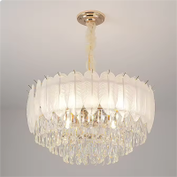 Luxury Cream Feather Style Crystal Chandelier living room Light