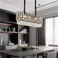 High End 800mm Black Crystak Chandelier Dining LIght