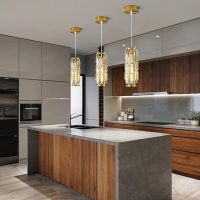 Modern Industrial Style Pendant Light Fixtures Crystal Glass Ceiling Hanging Light Kitchen Island Chandelier