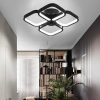 HOUZEE LED 4 Squares Black Creative Fashion Ceiling Lights 30W (Cold White Light)