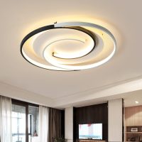 Minifair Modern LED Ceiling Light 36W 50cm with Remote Control Geometry Round Black and White for Living Room Bedroom Kitchen