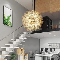 Modern Dandelion Crystal Ceiling Light Suitable for Dining Room, Living Room, Bedroom,Warm White,40cm