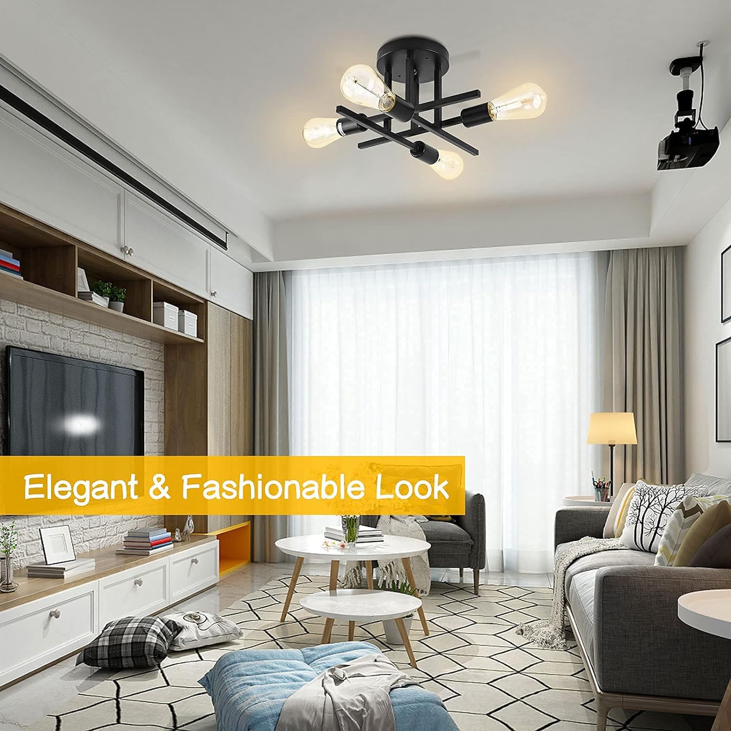 TALCUS Pendant Simple 4 bulb Chandelier light - Image 8