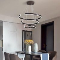 Modern LED Luxury Villa Chandelier 3 Ring Circular Pendant Light Fixture for Living Dining Room Bedroom