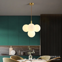 Scandinavian Modern minimalist multi-headed glass chandelier light
