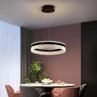 New Modern Crystal Round Indoor Light Fixture Gold White Black Color, D 50Cm/Black