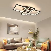LED Embedded Suspended Light, 45-69W Black Ceiling Light Cold Light Warm Light, Stepless Dimming, Suitable Living Room, Bedroom Home Use (Color : Black, Size : 56W)