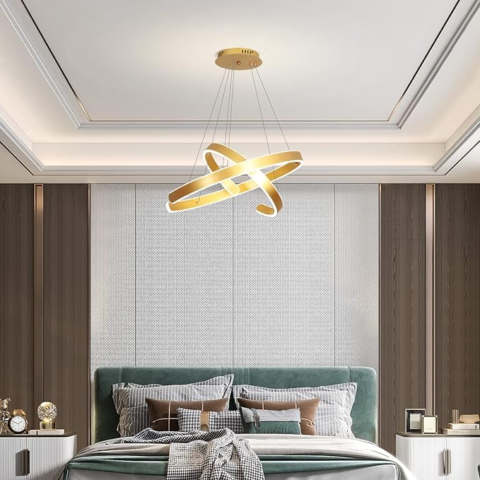 2 Circular Rings LED Chandeliers Fixture | Adjustable Ceiling Hanging Lamp - Image 2