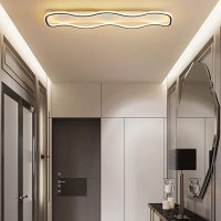 64W LED Ceiling Light with Remote Control, Nordic Balcony Long Strip Chandelier 3000K-6000K