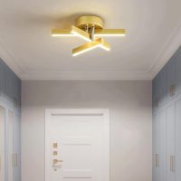 Gold 12W Simple Cross Linear Ceiling Lamp Modern LED Ceiling Light