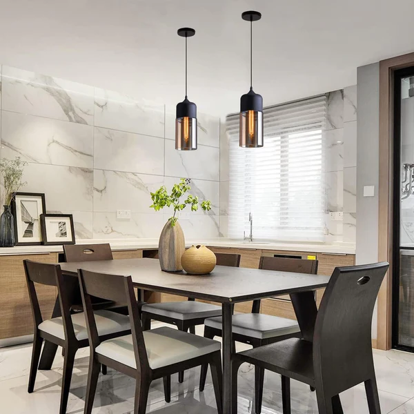 Amber Cylinder Industrial Pendant Light - Image 3