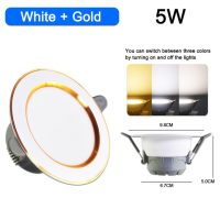 White & Gold COB Recessed Downlighters 5W | White | Warm White
