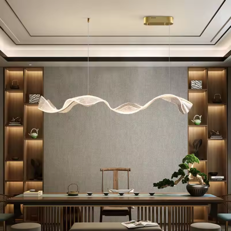 Designer Modern Art Ribbon Chandelier Trichromatic Light - Image 2