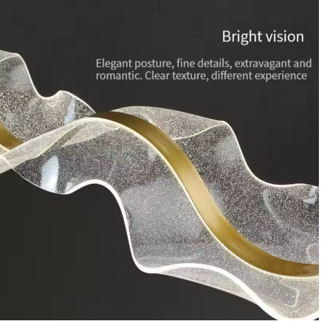 Designer Modern Art Ribbon Chandelier Trichromatic Light - Image 3
