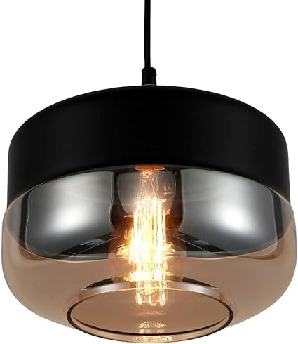 Europe Modern Loft Hanging Black Amber Color Glass Pendant Lamp Fixtures E27 - Image 2