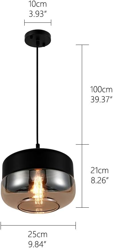 Europe Modern Loft Hanging Black Amber Color Glass Pendant Lamp Fixtures E27 - Image 4