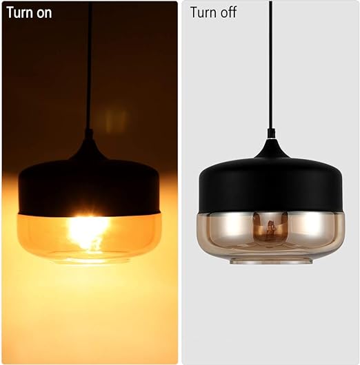Europe Modern Loft Hanging Black Amber Color Glass Pendant Lamp Fixtures E27 - Image 3