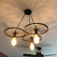 Vintage Metal Wheel Pendant Light
