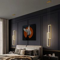 LED Ceiling Lighting Fixtures,Creative Rectangular Metal Tricolor Light Source Hanging Lamp,Nordic Minimalist Style Chandelier,Bedside Living Room Hotel Decoration Pendant Light