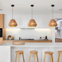Bohemian Pendant Light, Natural Woven Hemp Rope Hanging Lamp Shade for Foyer, Kitchen Dining Room