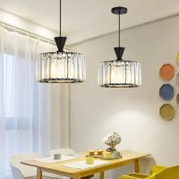 Black Striped Glass Pendant Light Crystal Kitchen Island Dining Room Light Fixture, Chandelier For Living Room Hallway
