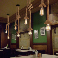American retro cafe 2 head Rope Pendant Light